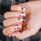Vibeficant Glaze Pink Press on Nails Short Squoval Leopard Print